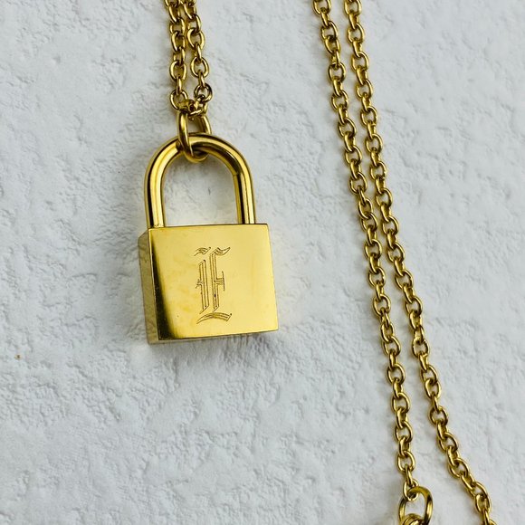 Padlock Necklace,Necklaces For Him, Padlock With Letter, Steel Padlock, Everyday - Picture 1 of 2